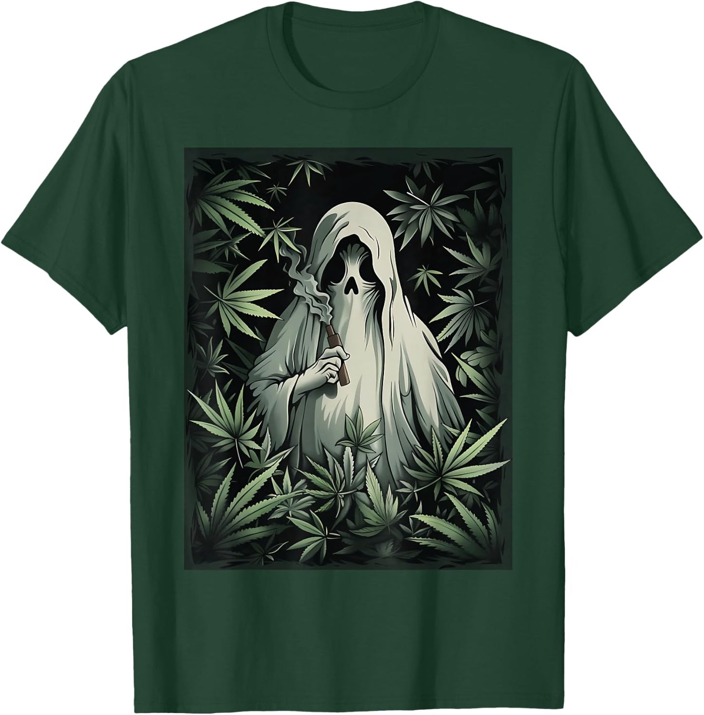 Halloween Ghost Smoking Weed 420 Stoner Cannabis Marijuana T-Shirt - T-Shirt | Forest