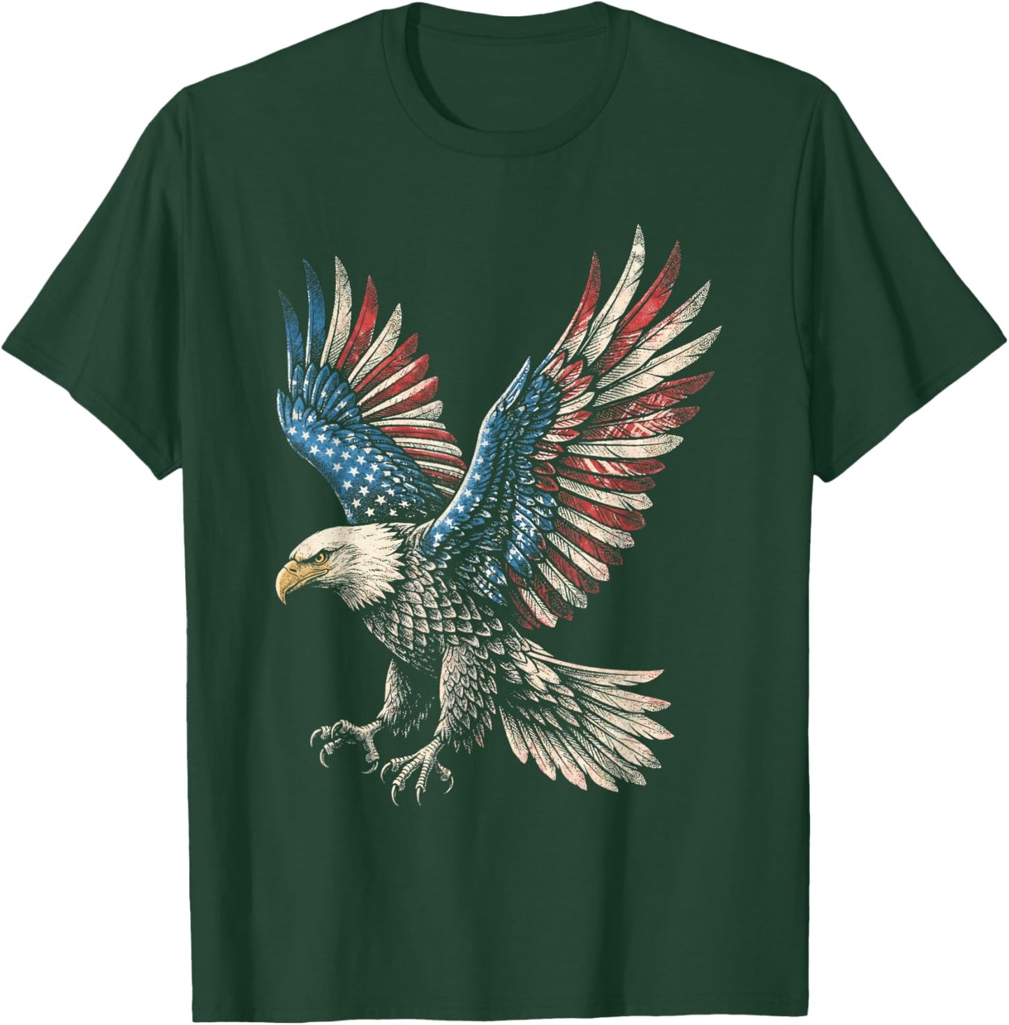 Eagle American Flag 4th of July USA Patriotic Men Women T-Shirt - T-Shirt | Forest