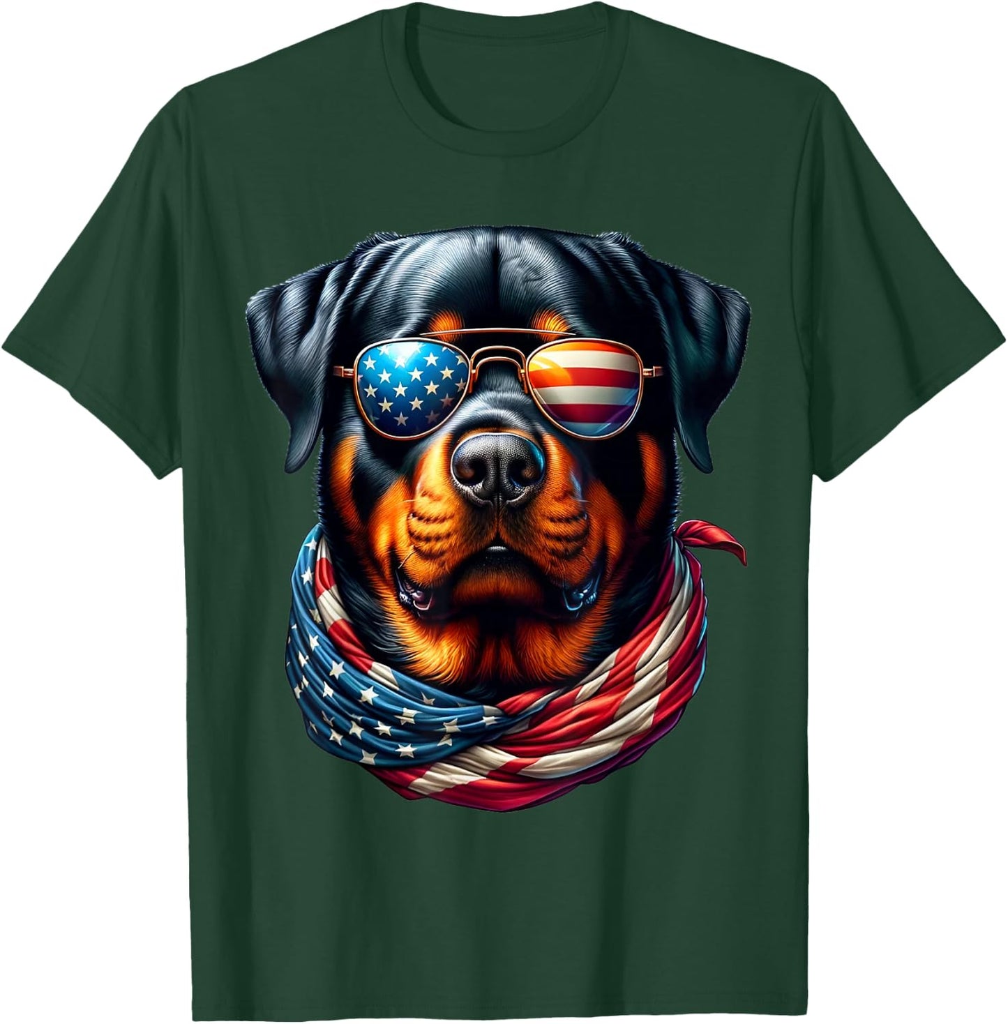 Rottweiler USA Flag Sunglasses Patriotic Dog 4th of July T-Shirt - T-Shirt | Forest
