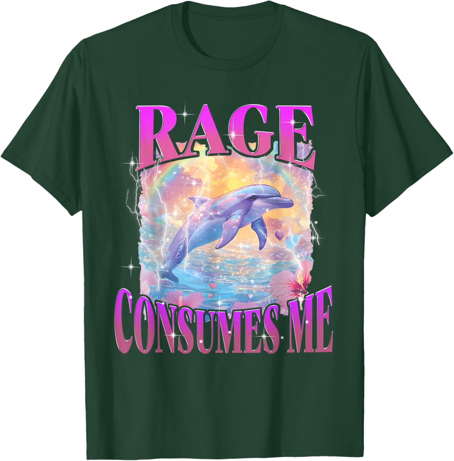 Rage Consumes Me Funny Meme Silly Dolphin Rainbow T-Shirt - T-Shirt | Forest
