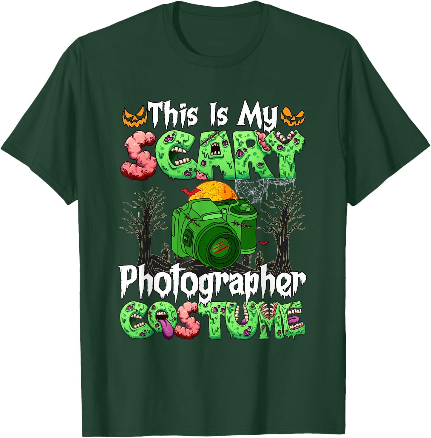 My Scary Photographer Costume Horror Zombie Halloween Job T-Shirt - T-Shirt | Forest