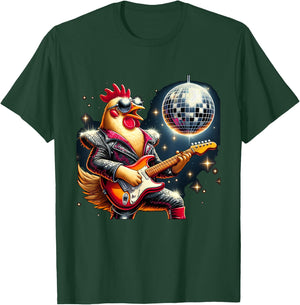Disco Ball Guitar Chicken T-Shirt - T-Shirt | Forest