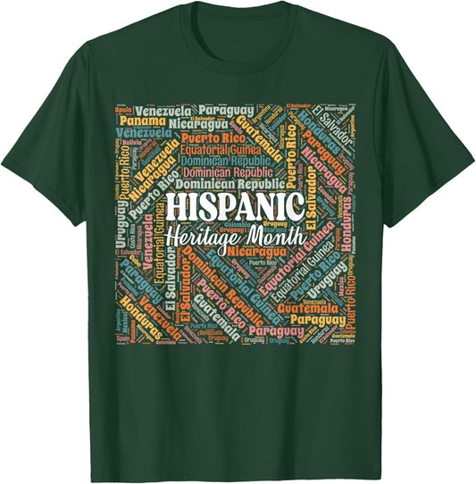 Hispanic Heritage Month All Latin Countries Latino Pride T-Shirt - T-Shirt | Forest