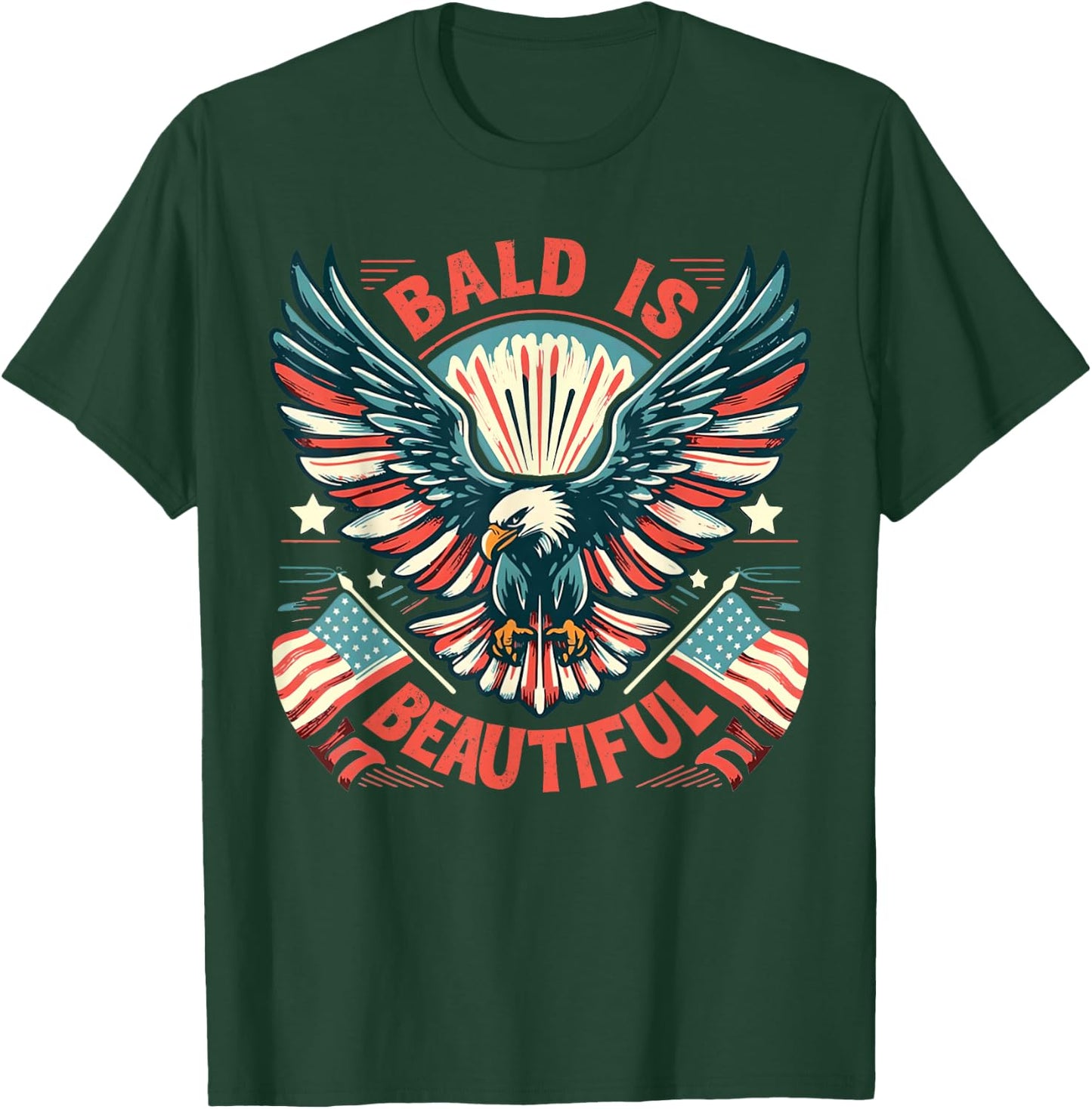 Bald Is Beautiful 4th of July Independence Day America Eagle T-Shirt - T-Shirt | Forest