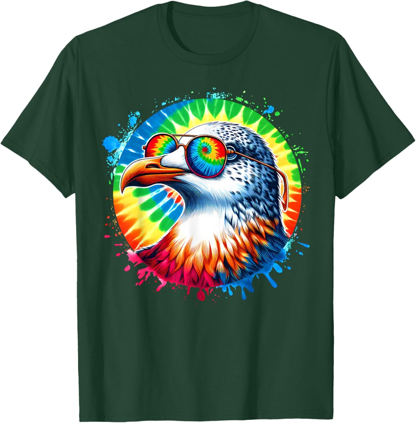 Cool Tie Dye Seagull Sunglasses Bird Illustration Art T-Shirt - T-Shirt | Forest