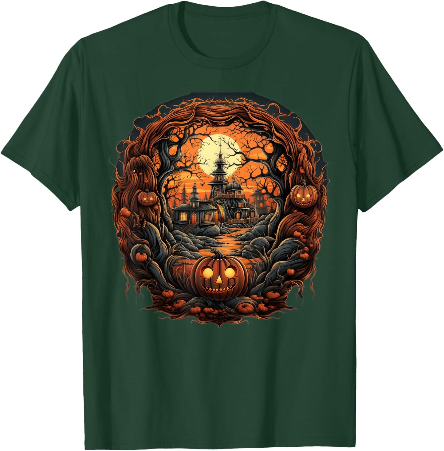 Spooky Haunted Scene Women Youth T-Shirt - T-Shirt | Forest