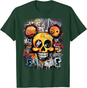 Mouse Skull Vintage Graffiti Biker Rocker Horror Skull T-Shirt - T-Shirt | Forest