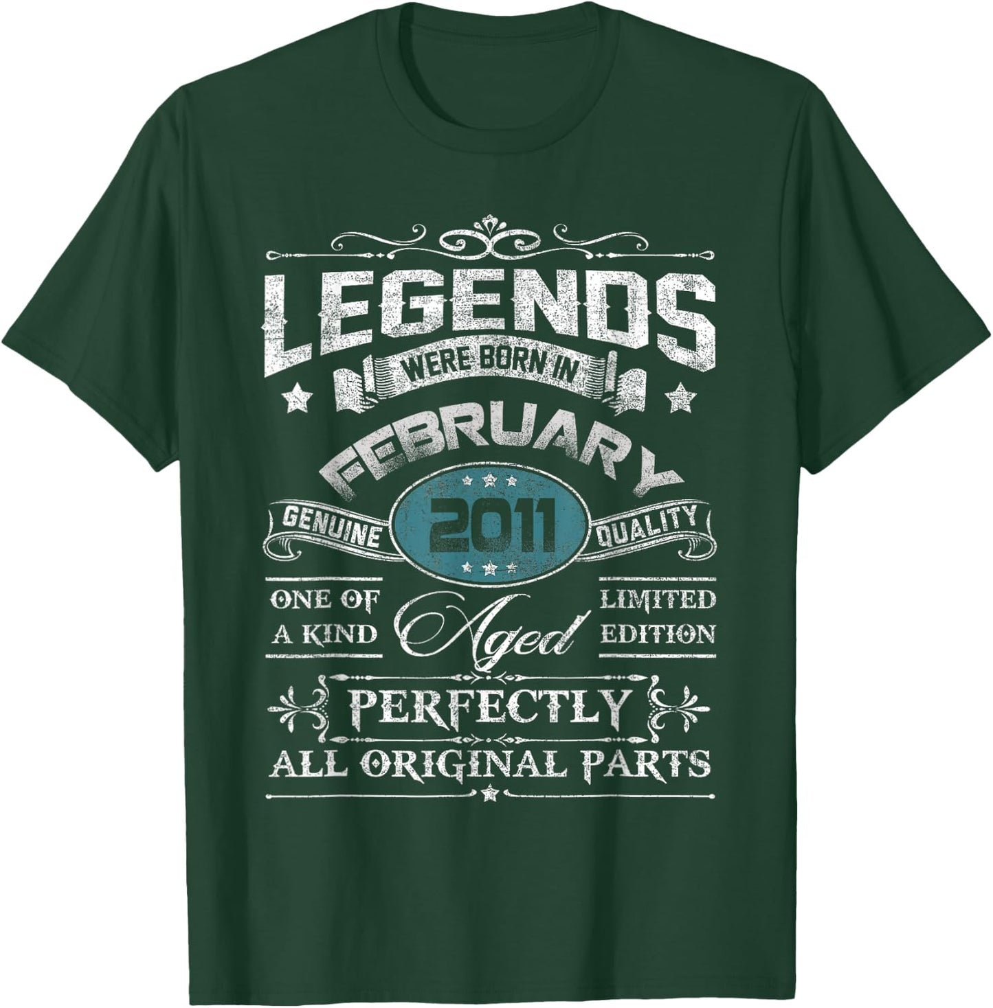 Legends Were Born In February 2011 Shirt Age 14th Birthday T-Shirt - T-Shirt | Forest