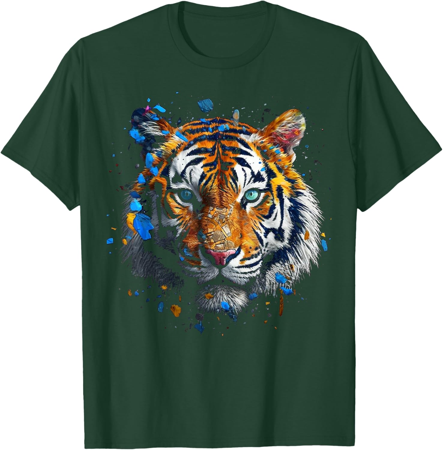 Tiger Artwork - Colourful Animal Art Tiger T-Shirt - T-Shirt | Forest