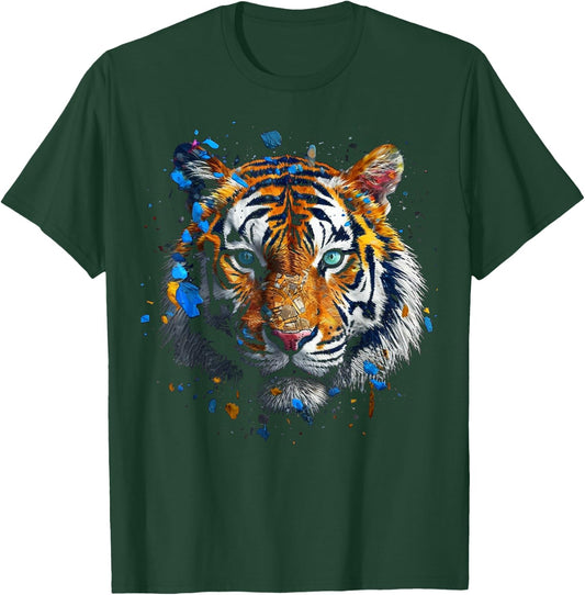 Tiger Artwork - Colourful Animal Art Tiger T-Shirt - T-Shirt | Forest