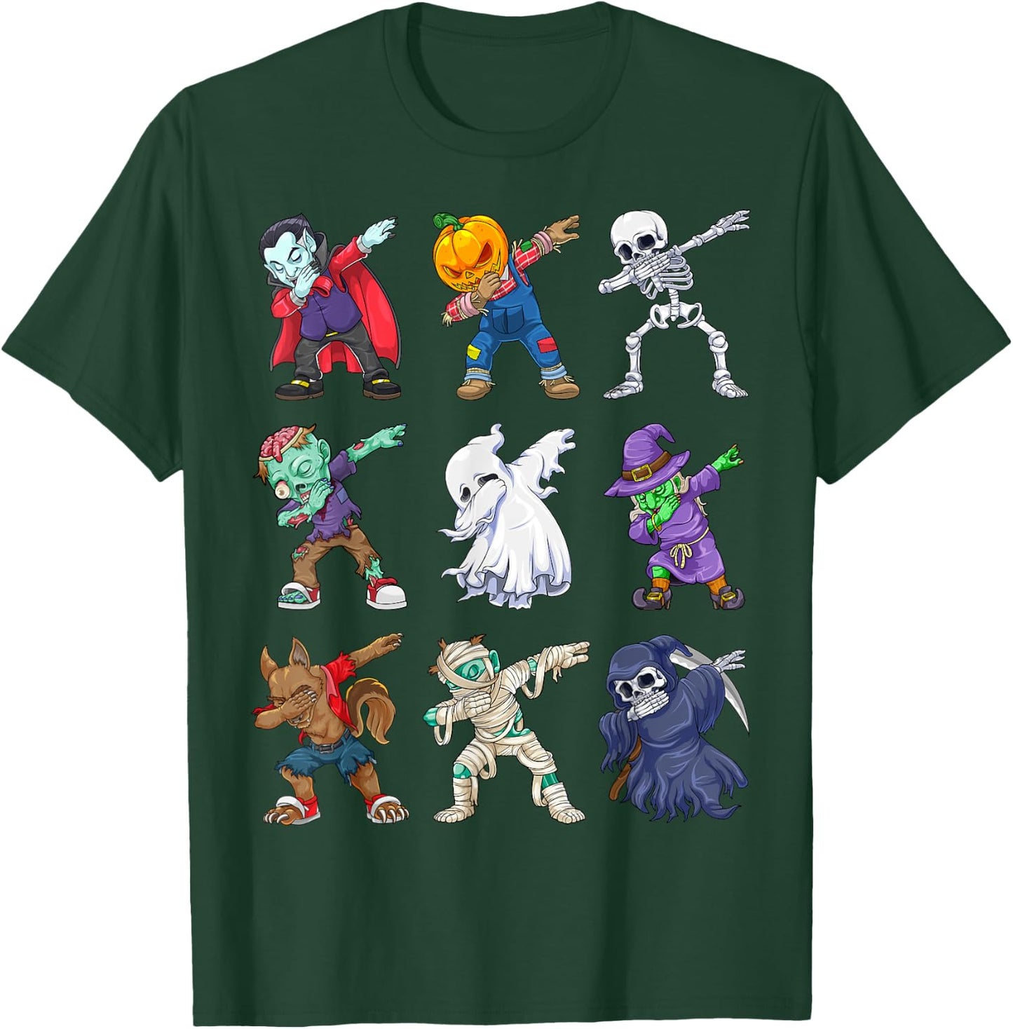 Dabbing Halloween Boys Skeleton Zombie Scary Pumpkin Mummy T-Shirt - T-Shirt | Forest