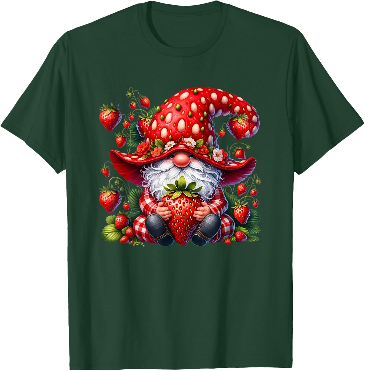 Cute Summer Gnome Dad Graphic And Men Strawberry T-Shirt - T-Shirt | Forest