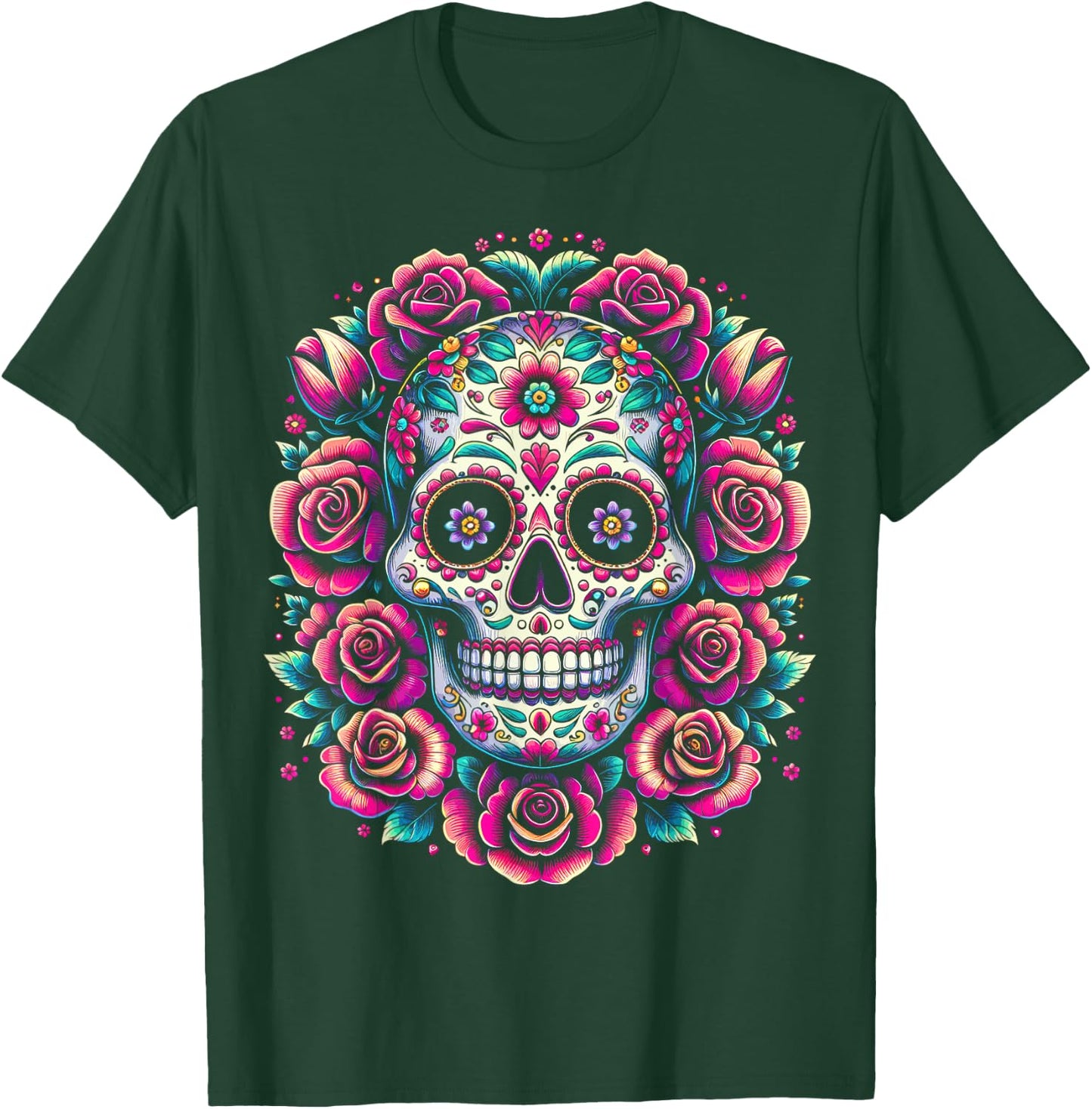 De Los Muertos Day of the Dead Sugar Skull Halloween Women T-Shirt - T-Shirt | Forest