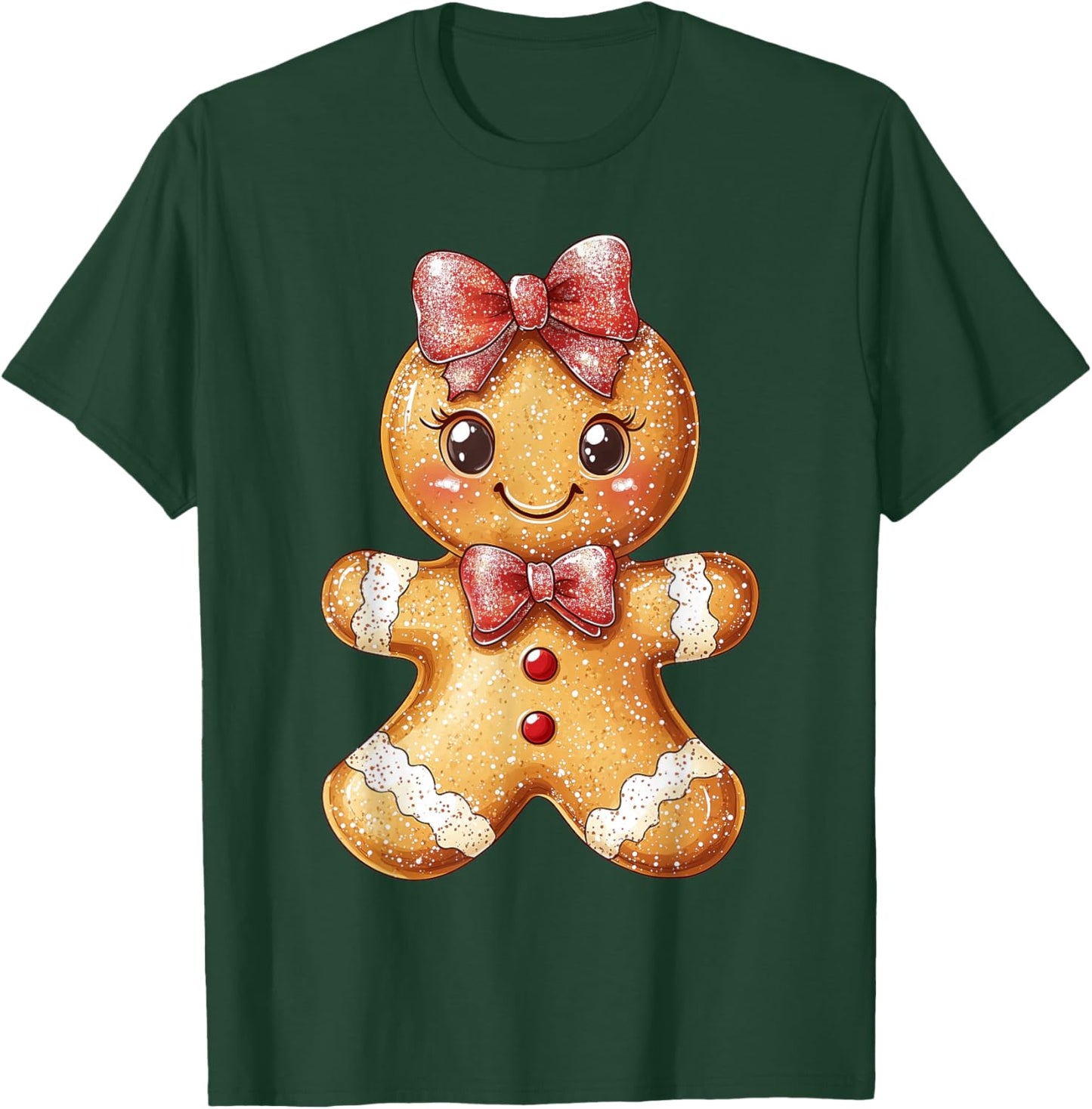 Coquette Bow Christmas Girly Gingerbread Cookie Baking Kids T-Shirt - T-Shirt | Forest