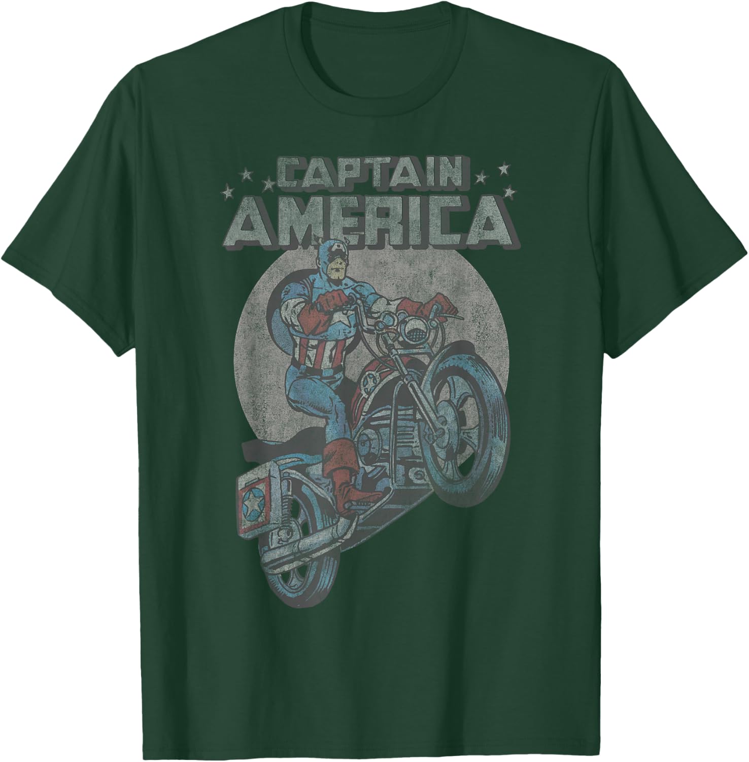 Marvel Avengers Captain America Motorcycle Portrait T-Shirt - T-Shirt | Forest