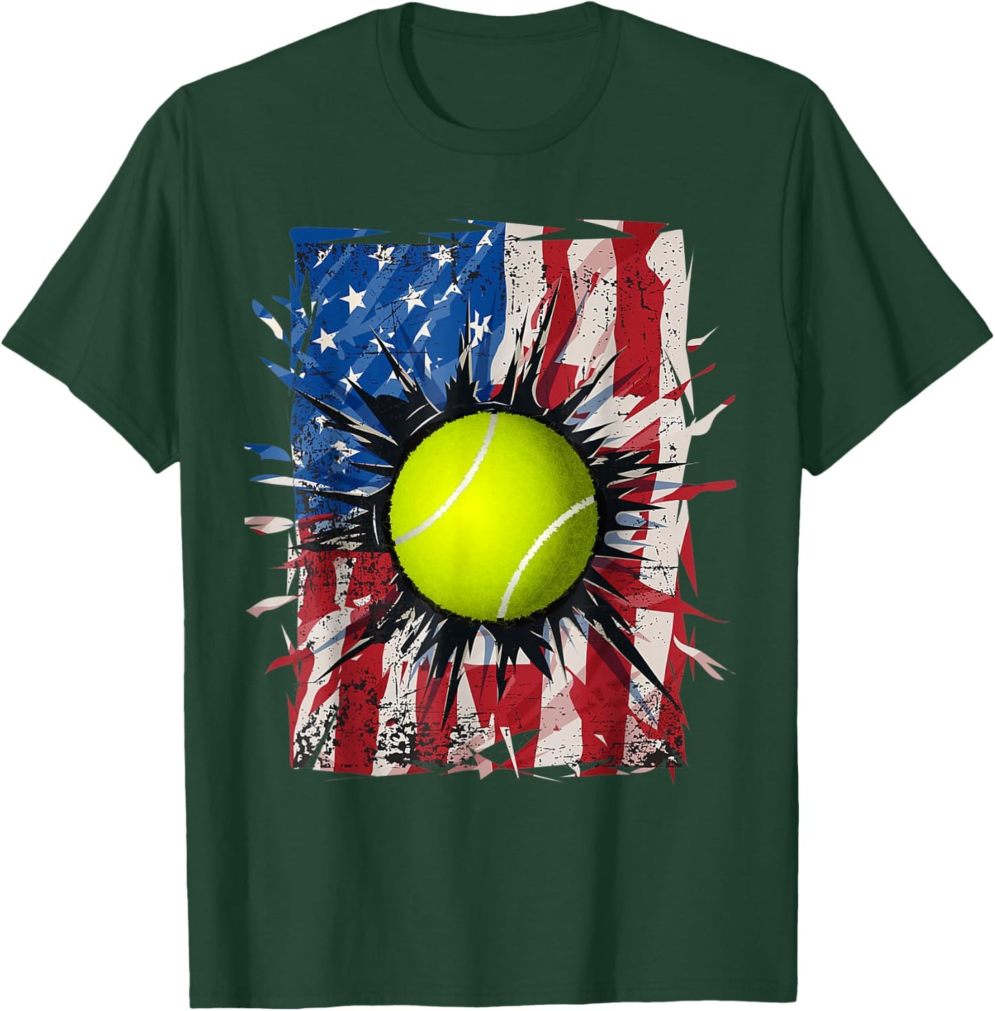 Patriotic Tennis 4th Of July Men USA American Flag Boys T-Shirt - T-Shirt | Forest