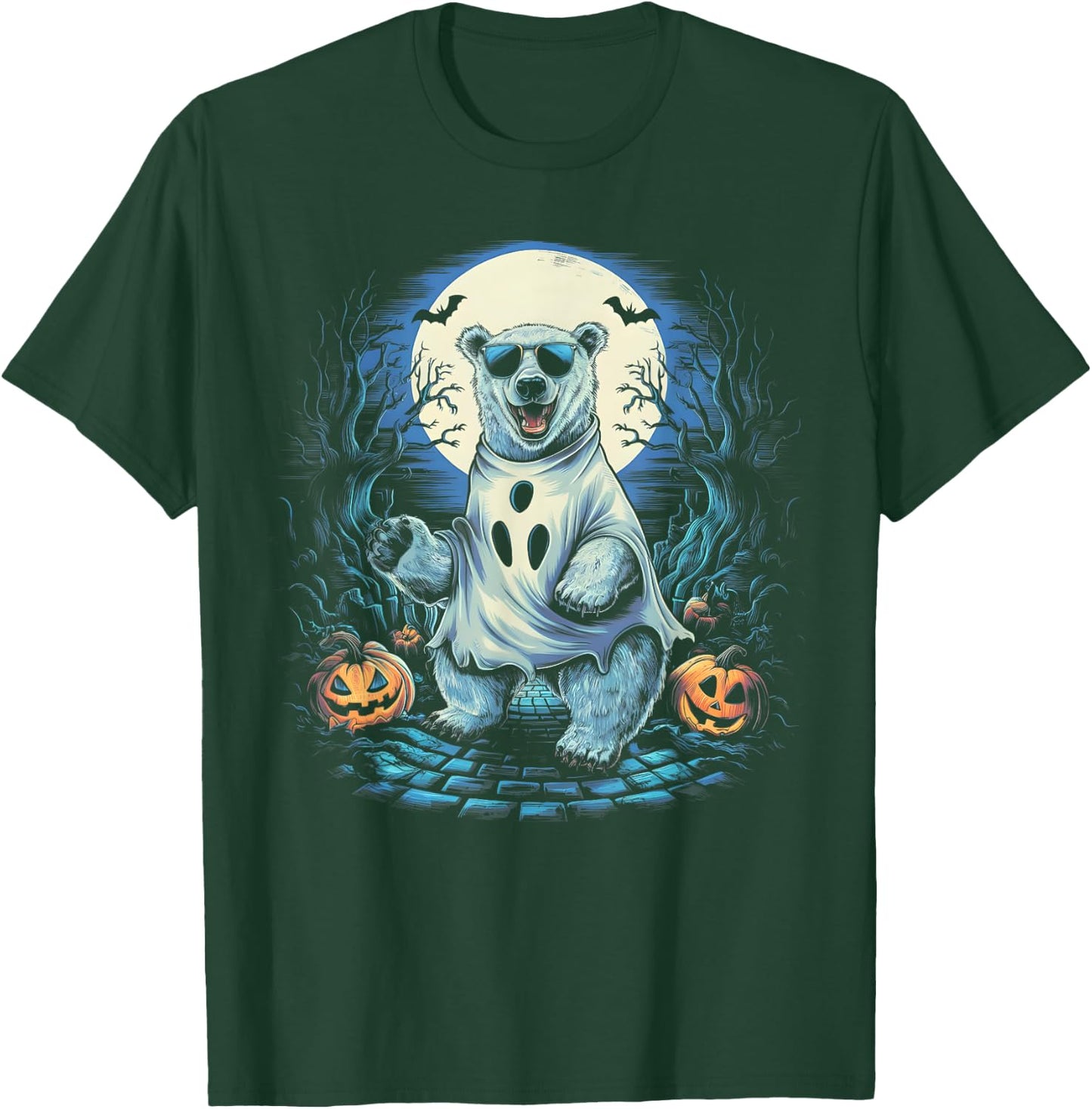 Cute Polar Bear Ghost Spooky Funny Halloween Costume Vintage T-Shirt - T-Shirt | Forest
