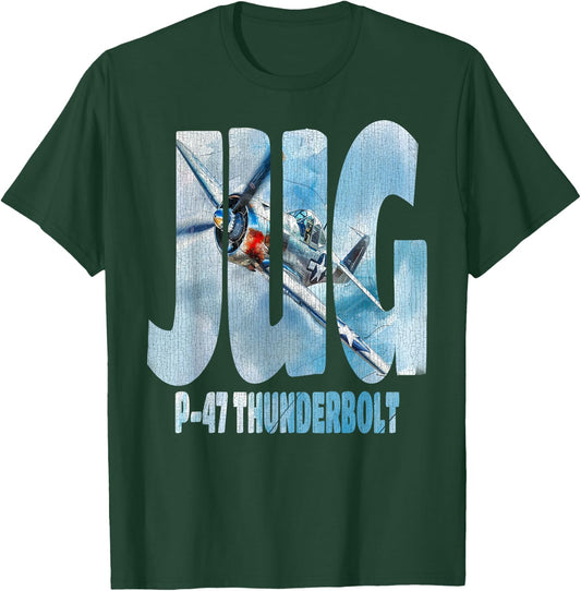 P:-47 Thunderbolt WW2 American Warbird Aviation Hobbyist T-Shirt - T-Shirt | Forest