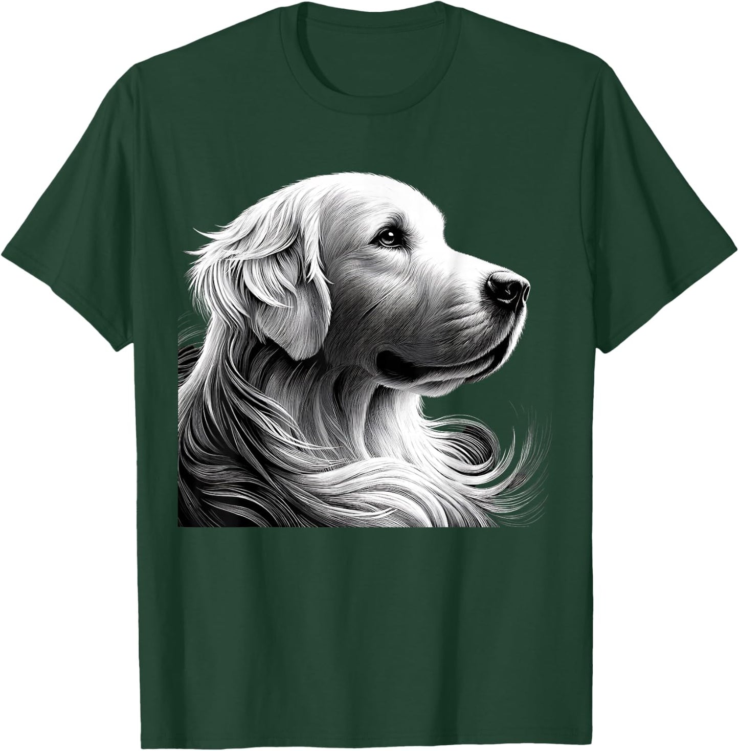 Majestic White English Cream Golden Retriever Sketch Devine T-Shirt - T-Shirt | Forest
