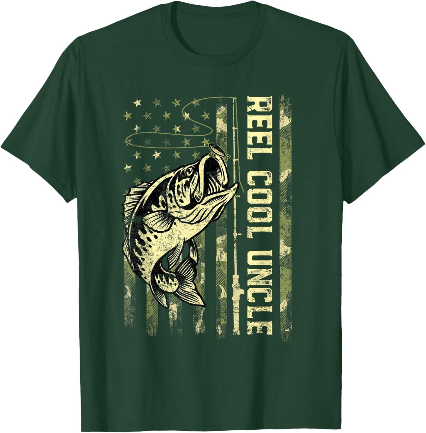 Reel Cool Uncle Fisherman Camouflage Father's Day T-Shirt - T-Shirt | Forest