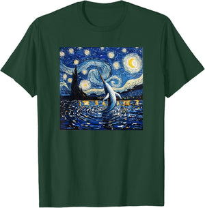 Cute Van Gogh Narwhal Starry Night Funny Women & Men T-Shirt - T-Shirt | Forest