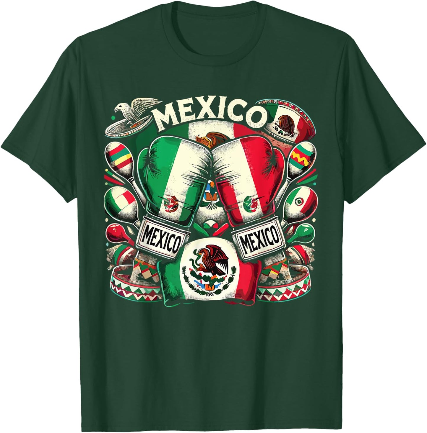 Mexican Boxing Pride Gloves Sports Design T-Shirt - T-Shirt | Forest