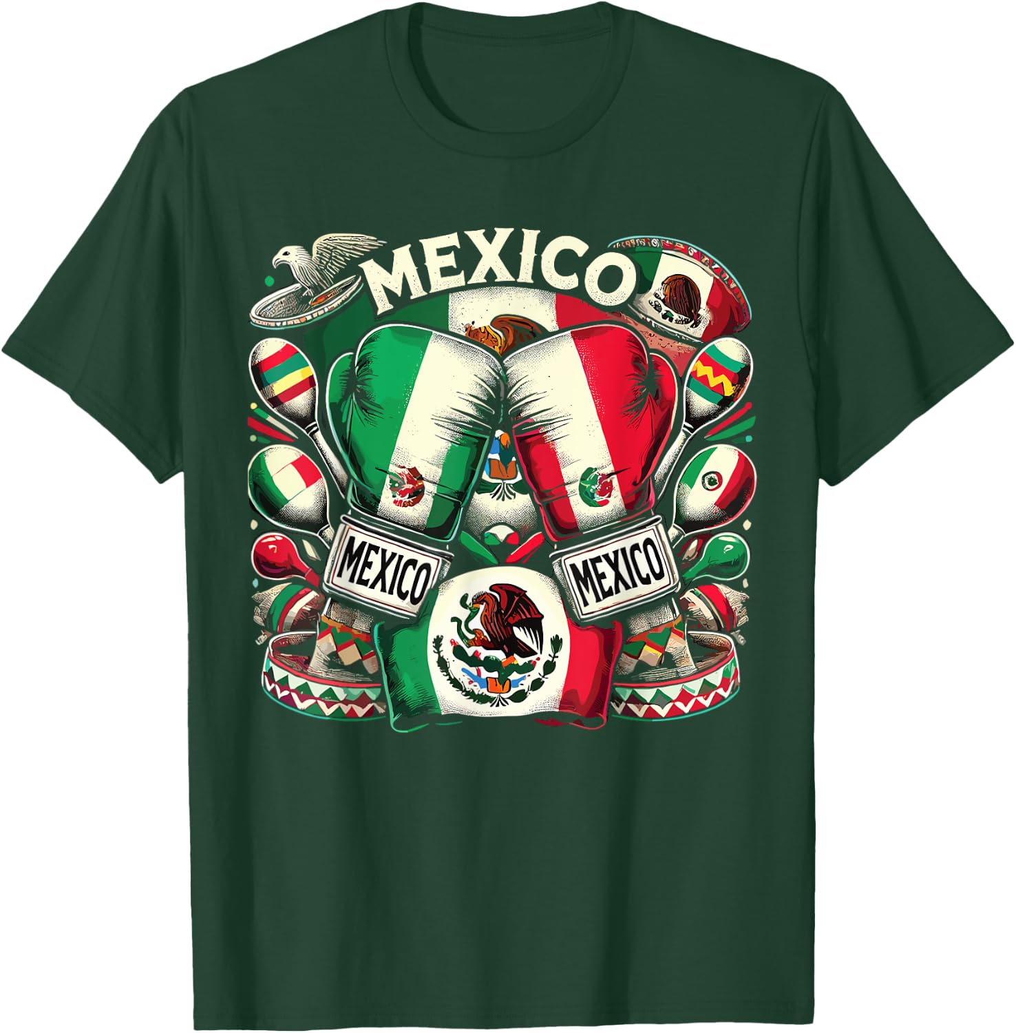 Mexican Boxing Pride Gloves Sports Design T-Shirt - T-Shirt | Forest
