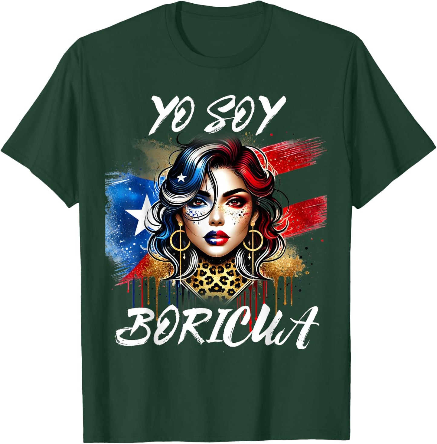 Puerto Rican Woman Yo Soy Boricua Puerto Rico Flag Hispanic T-Shirt - T-Shirt | Forest