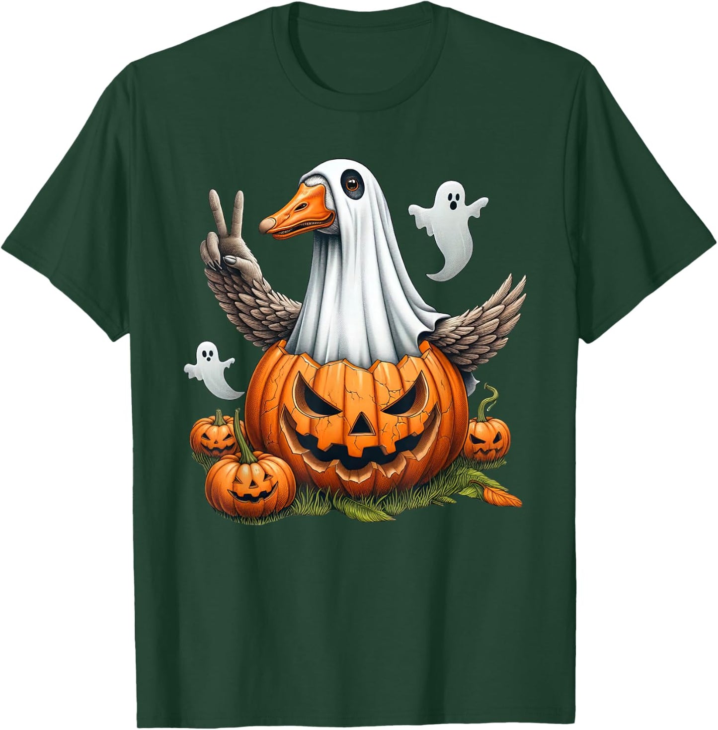 Funny Goose Boo Halloween Ghost Kids T-Shirt - T-Shirt | Forest