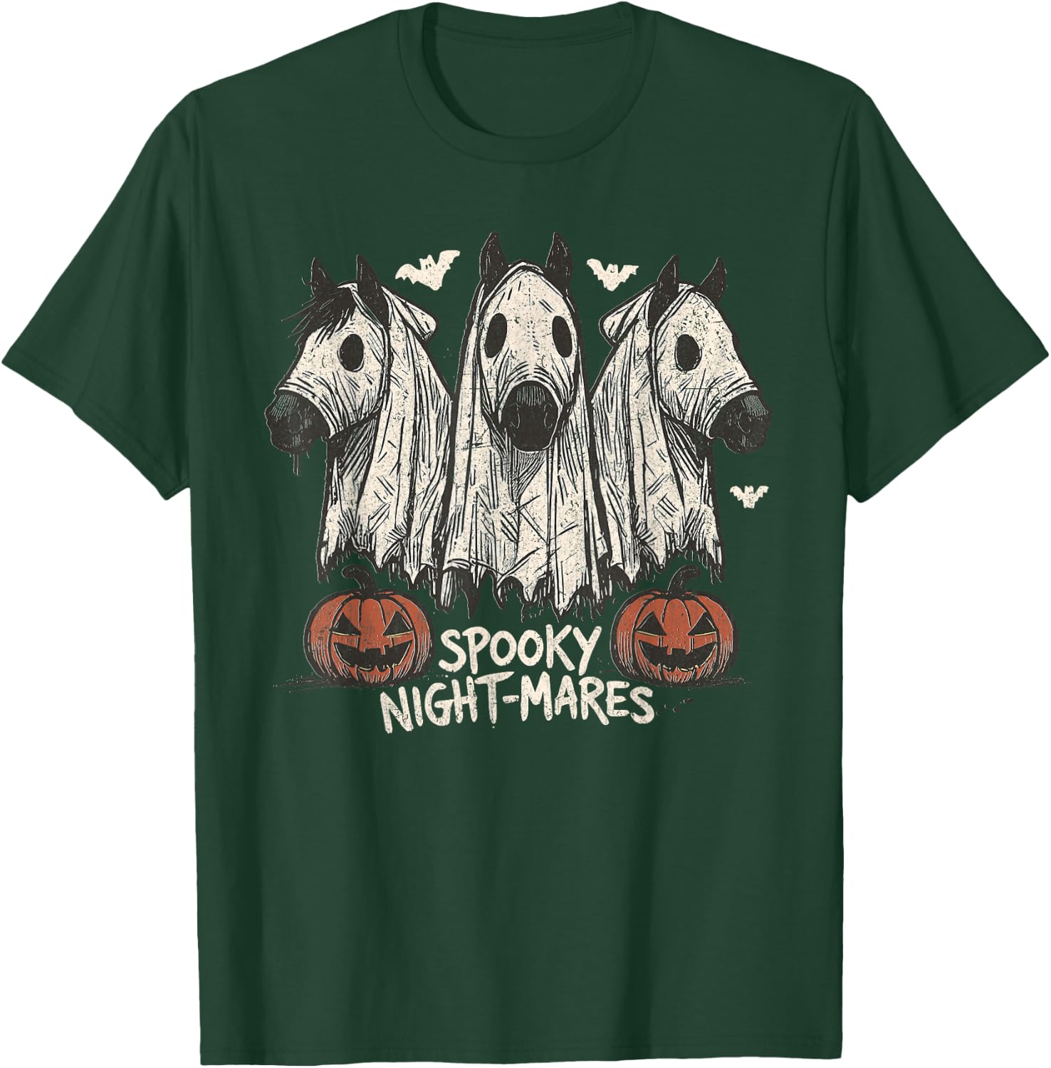 Spooky Night-Mares Halloween Horse Ghost Funny Spooky Season T-Shirt - T-Shirt | Forest