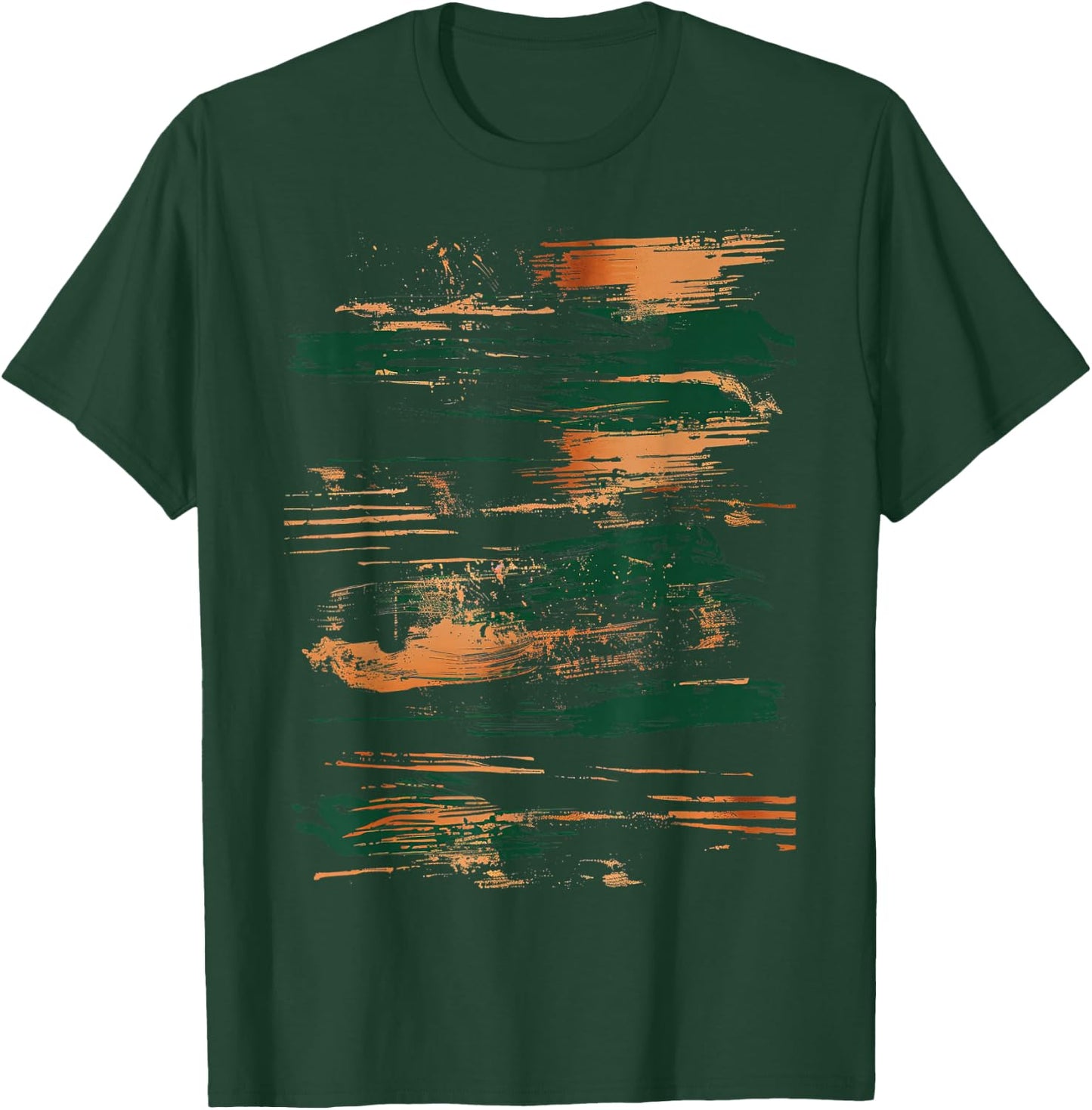 Green Orange Black Brushstrokes Graphic T-Shirt - T-Shirt | Forest