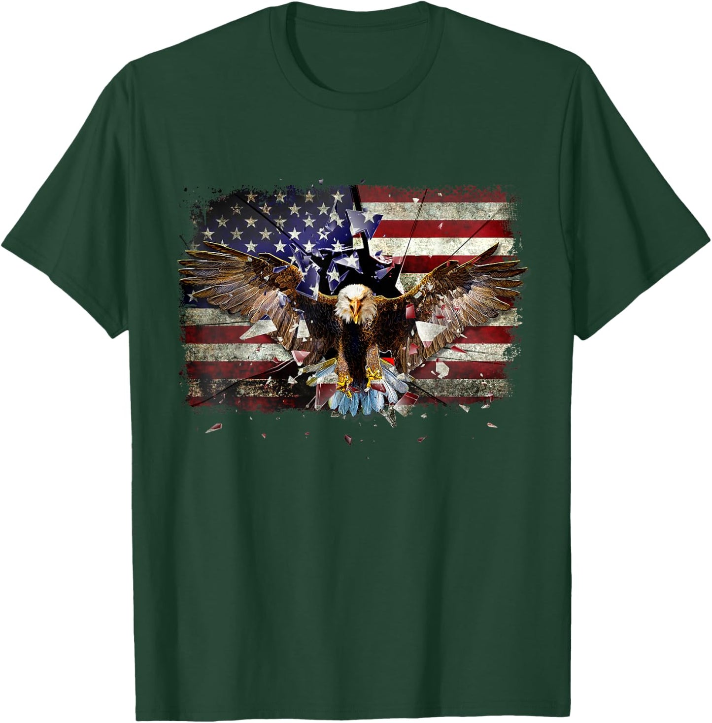 Eagle Patriotic USA American Flag 4th of July Men Women Kids T-Shirt - T-Shirt | Forest