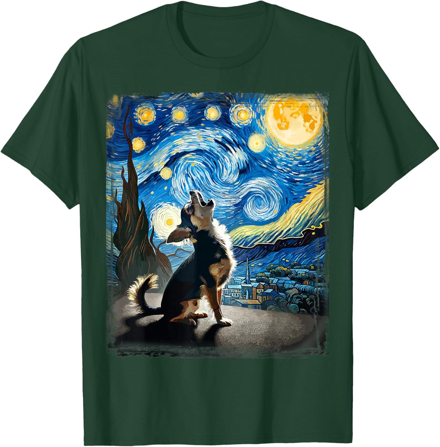 Chihuahua Dog Canine Art Van Gogh Starry Night Chihuahua T-Shirt - T-Shirt | Forest