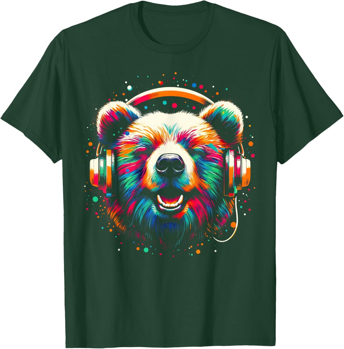 Cool Bear Headphone Music Art Christmas Birthday T-Shirt - T-Shirt | Forest