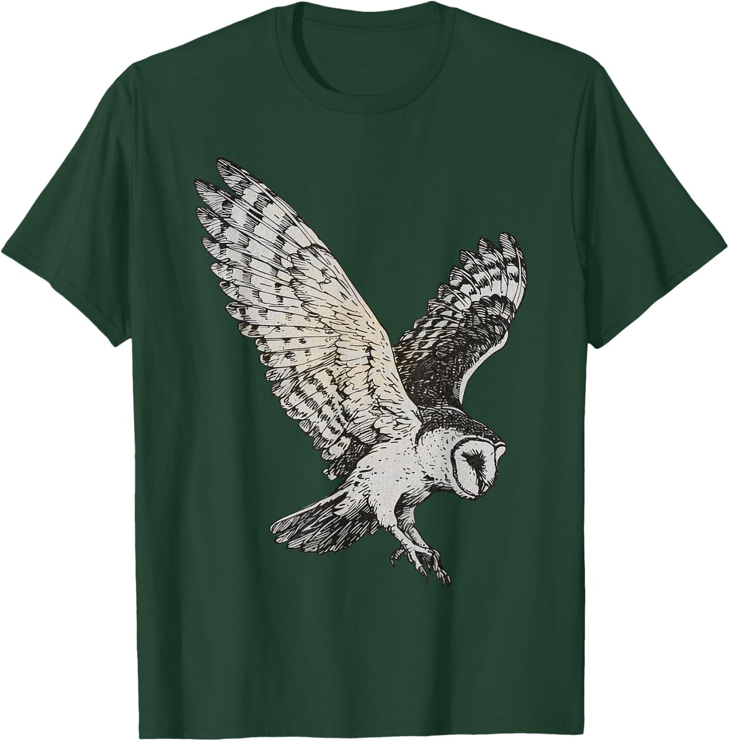 Vintage Aesthetic Nocturnal Birds Of Prey Night Flying Owl T-Shirt - T-Shirt | Forest