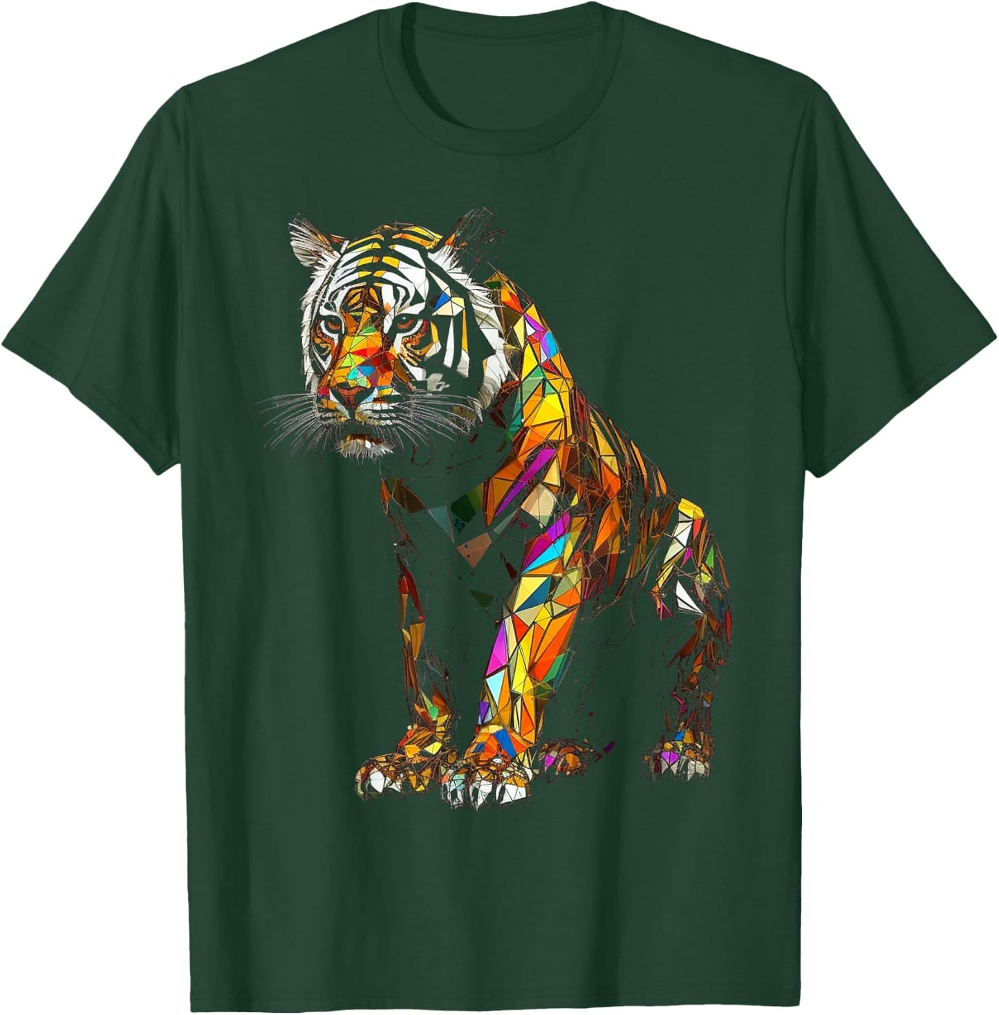 Tiger Polygon Colourful Animal Art Tiger T-Shirt - T-Shirt | Forest