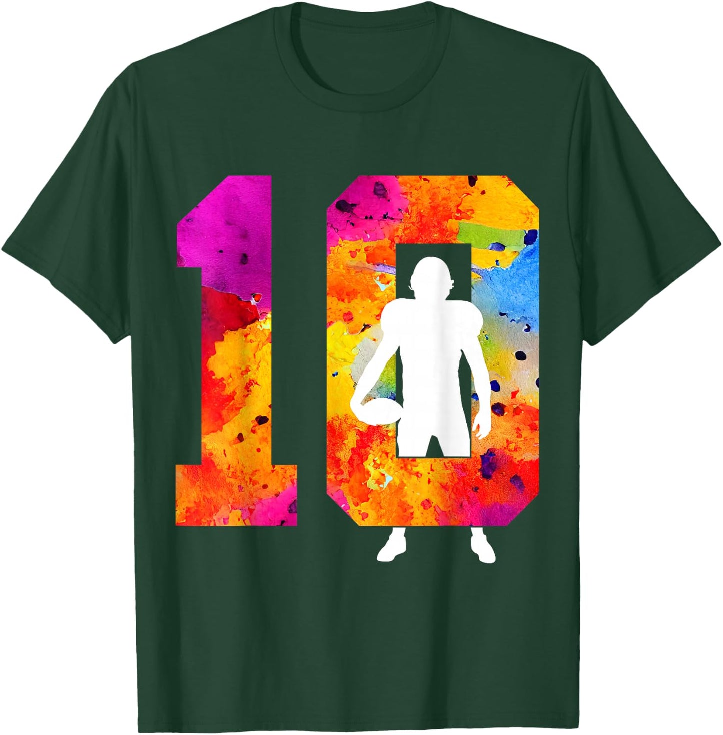 Number 10 Years Football 10th Birthday T-Shirt - T-Shirt | Forest