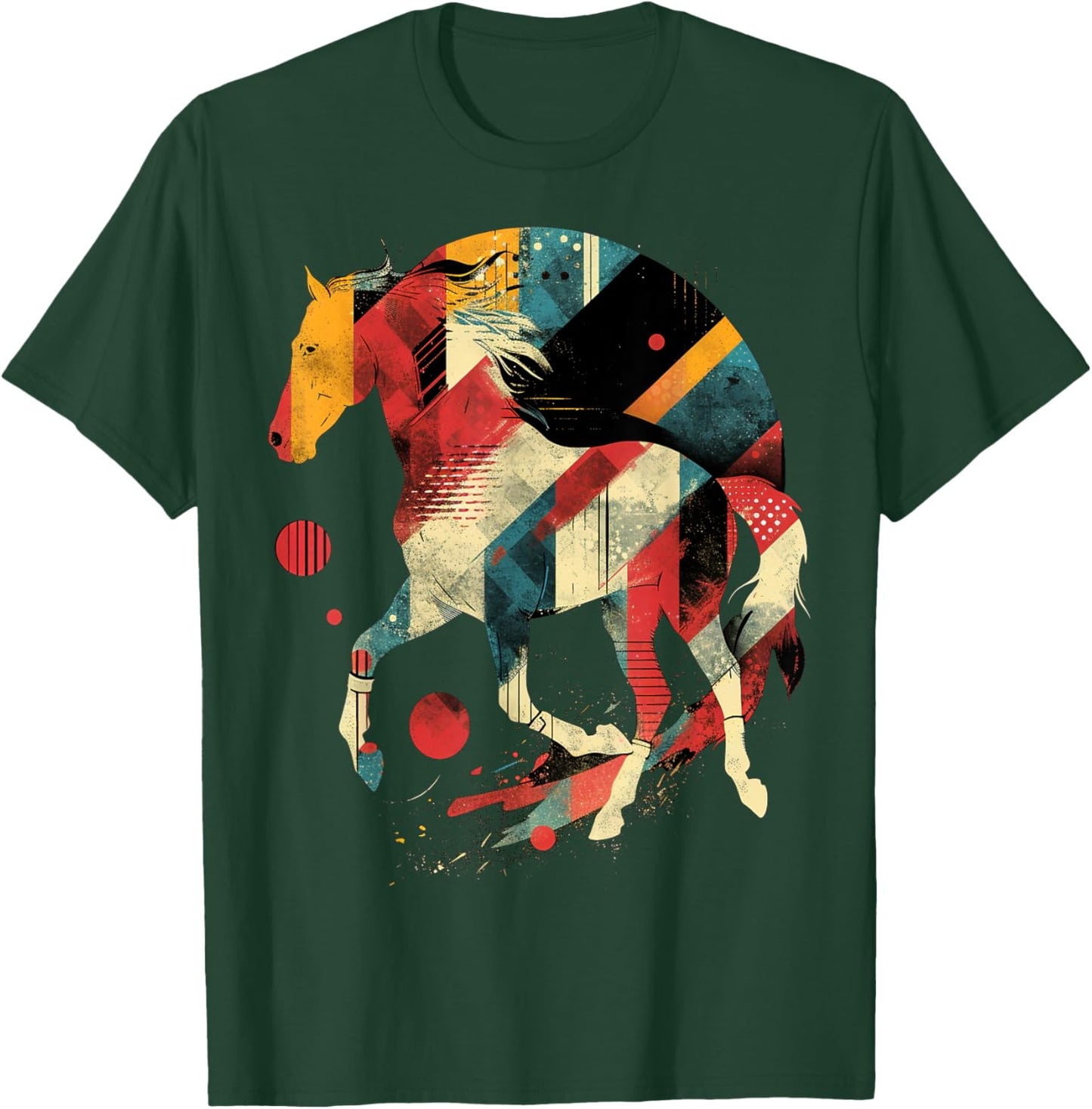 Artsy Polo player (equestrian) on Abstract Art Polo T-Shirt - T-Shirt | Forest