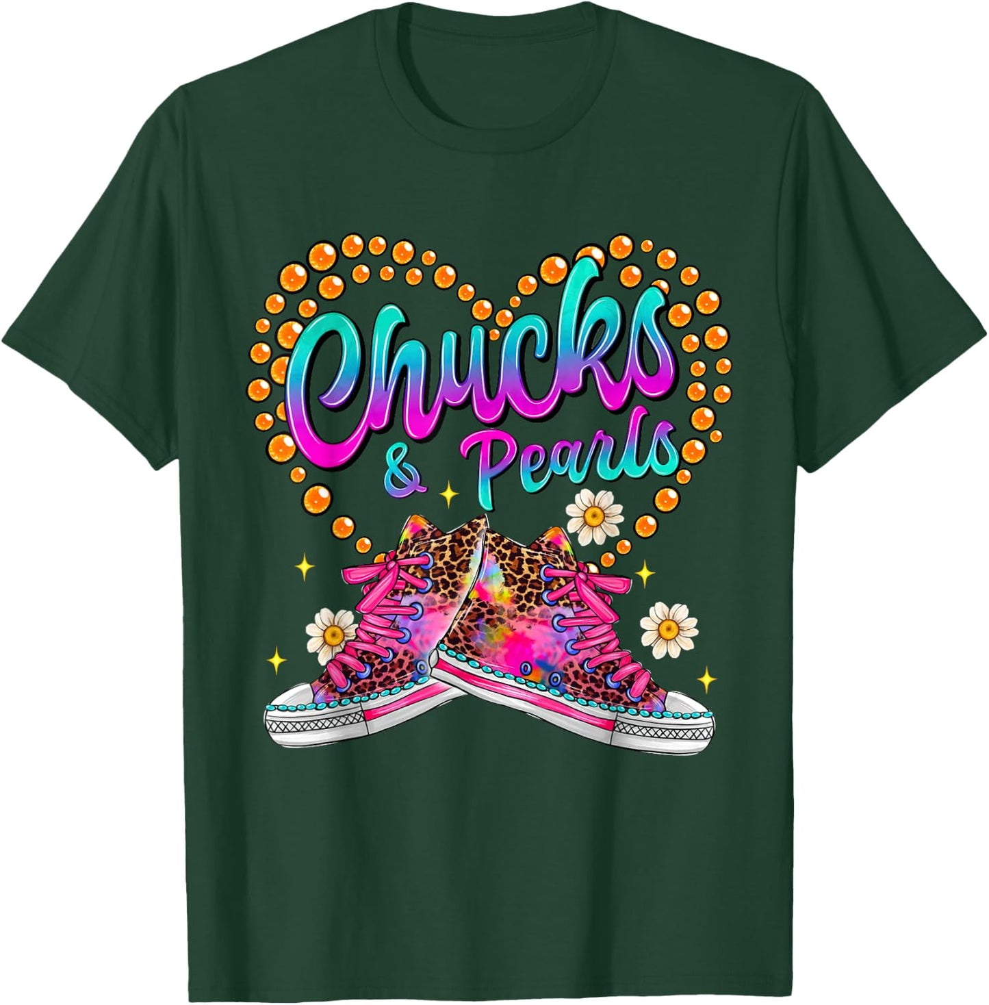 Chucks and Pearls Black and Girls Funny T-Shirt - T-Shirt | Forest
