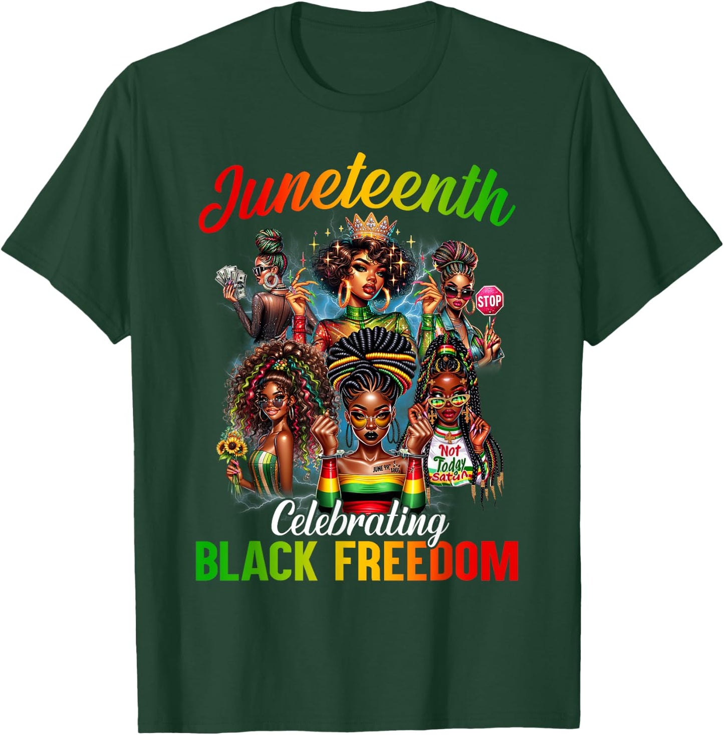 Juneteenth 2024 Celebrate Black Freedom 1865 History Month T-Shirt - T-Shirt | Forest