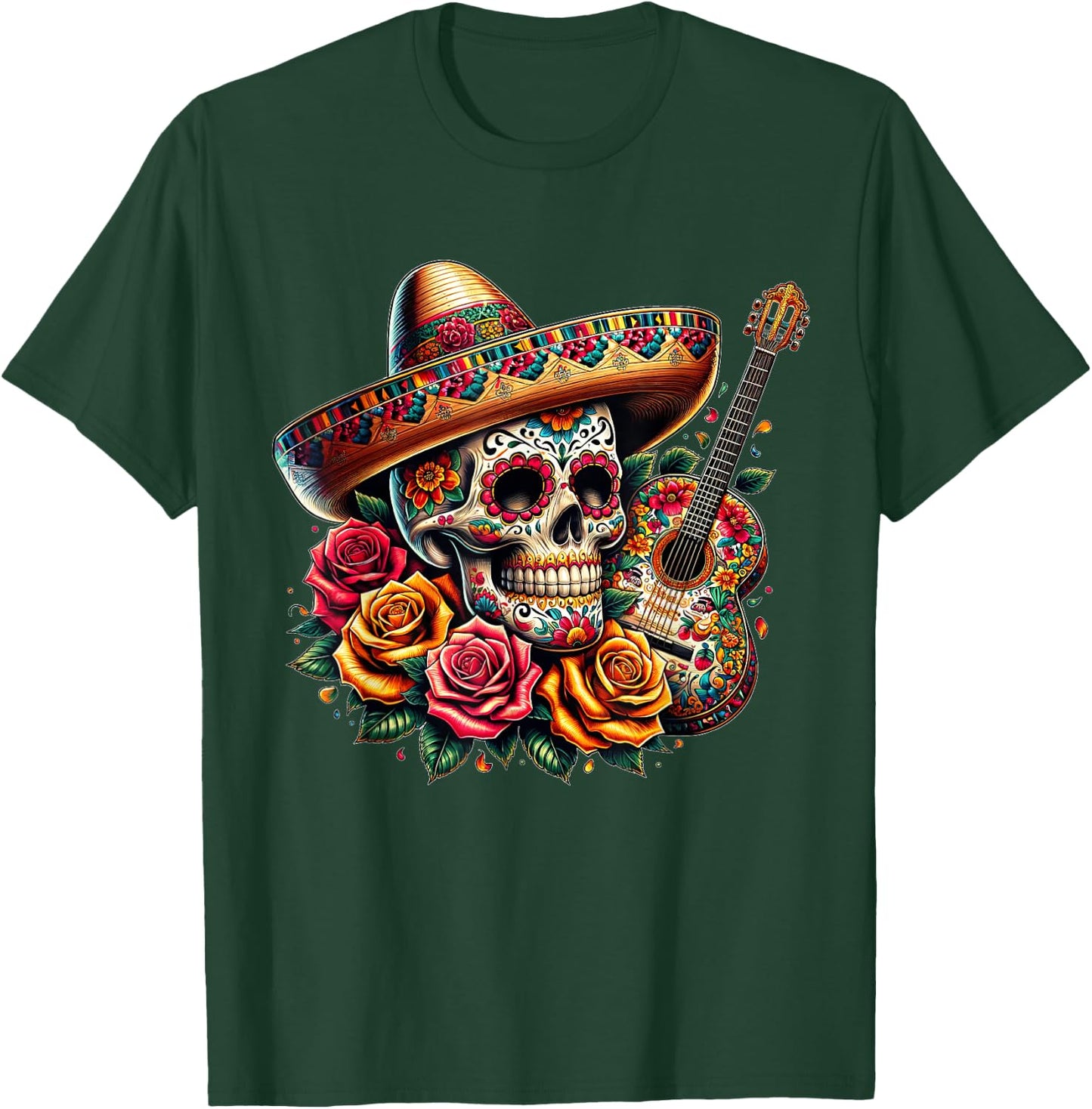 Cinco De Mayo Skull Sombrero Fiesta Mexican Skull Men Women T-Shirt - T-Shirt | Forest