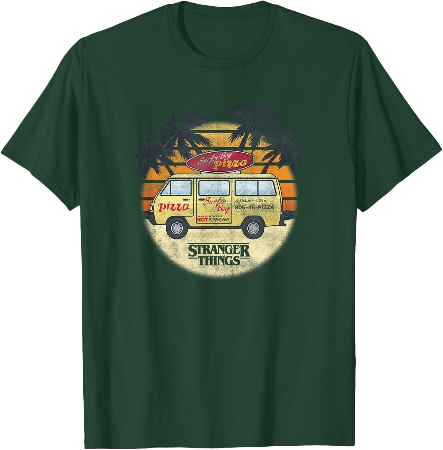 Stranger Things 4 Surfer Boy Pizza Van T-Shirt - T-Shirt | Forest