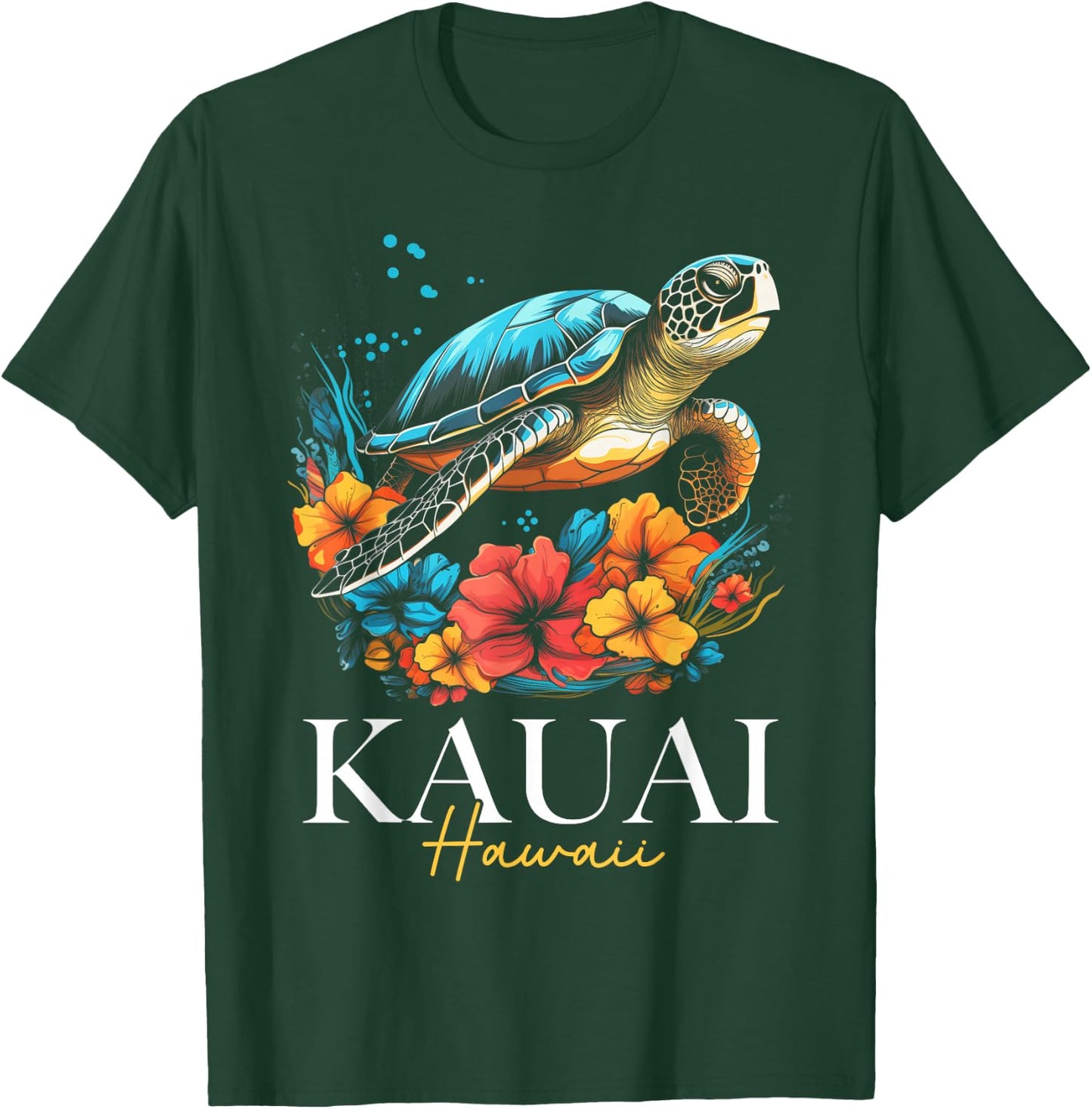 Kauai Hawaii Sea Turtle Hawaiian Diving Surfer Souvenir T-Shirt - T-Shirt | Forest
