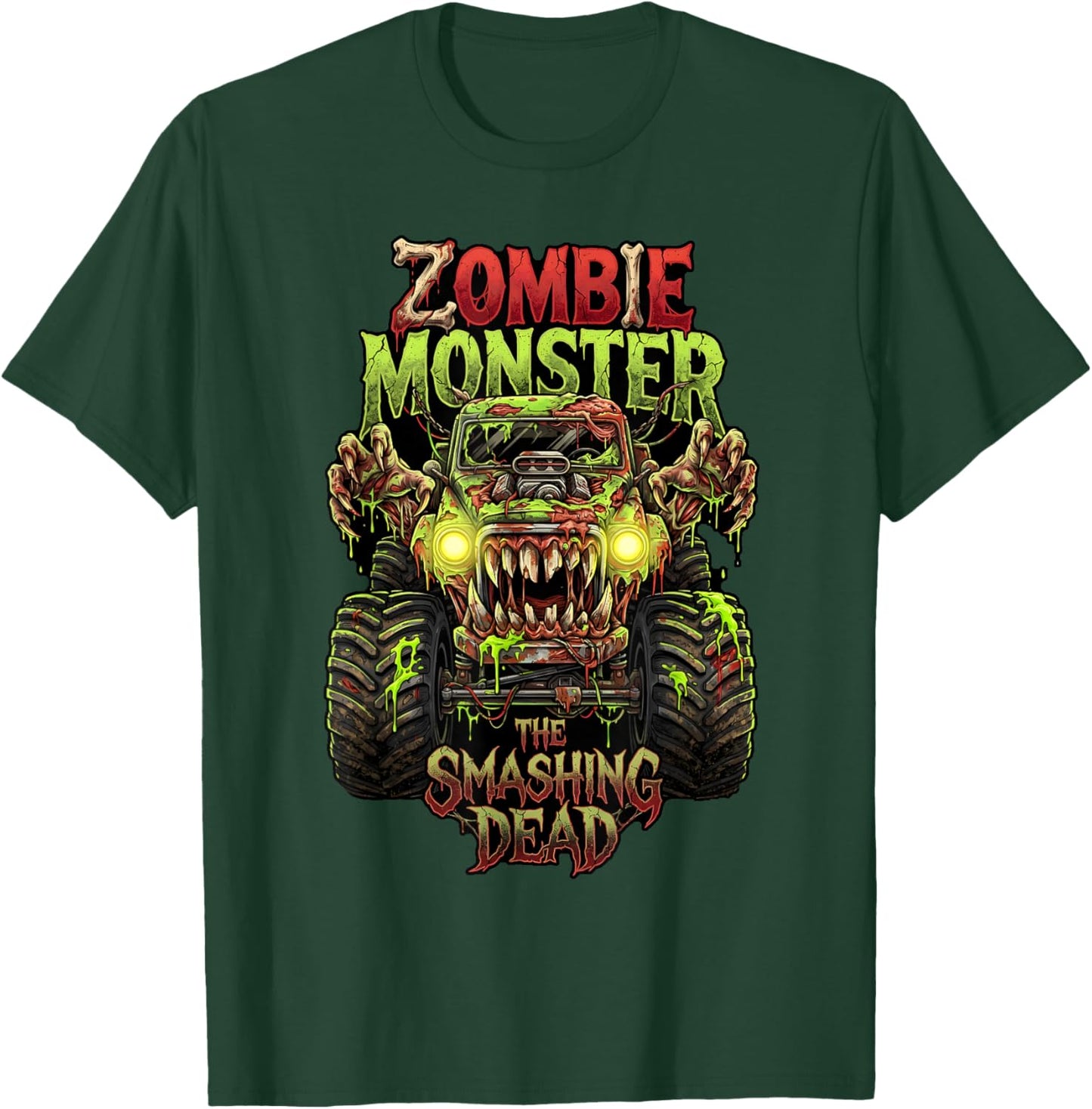 Zombie Monster Truck The Smashing Dead Halloween Boys Kids T-Shirt - T-Shirt | Forest