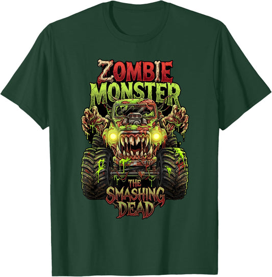 Zombie Monster Truck The Smashing Dead Halloween Boys Kids T-Shirt - T-Shirt | Forest