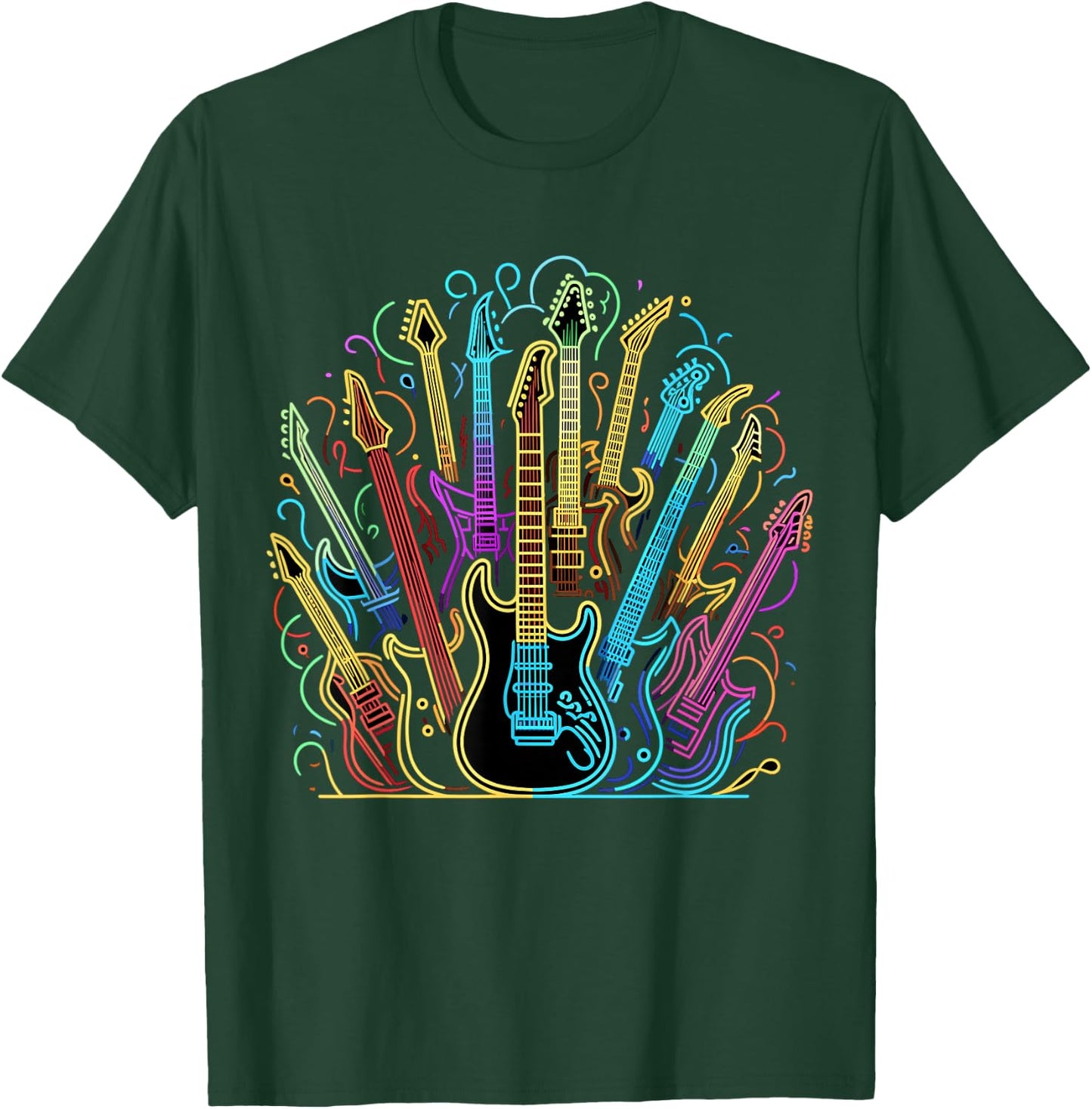 Guitars Electric Colored Acoustic Classical T-Shirt - T-Shirt | Forest