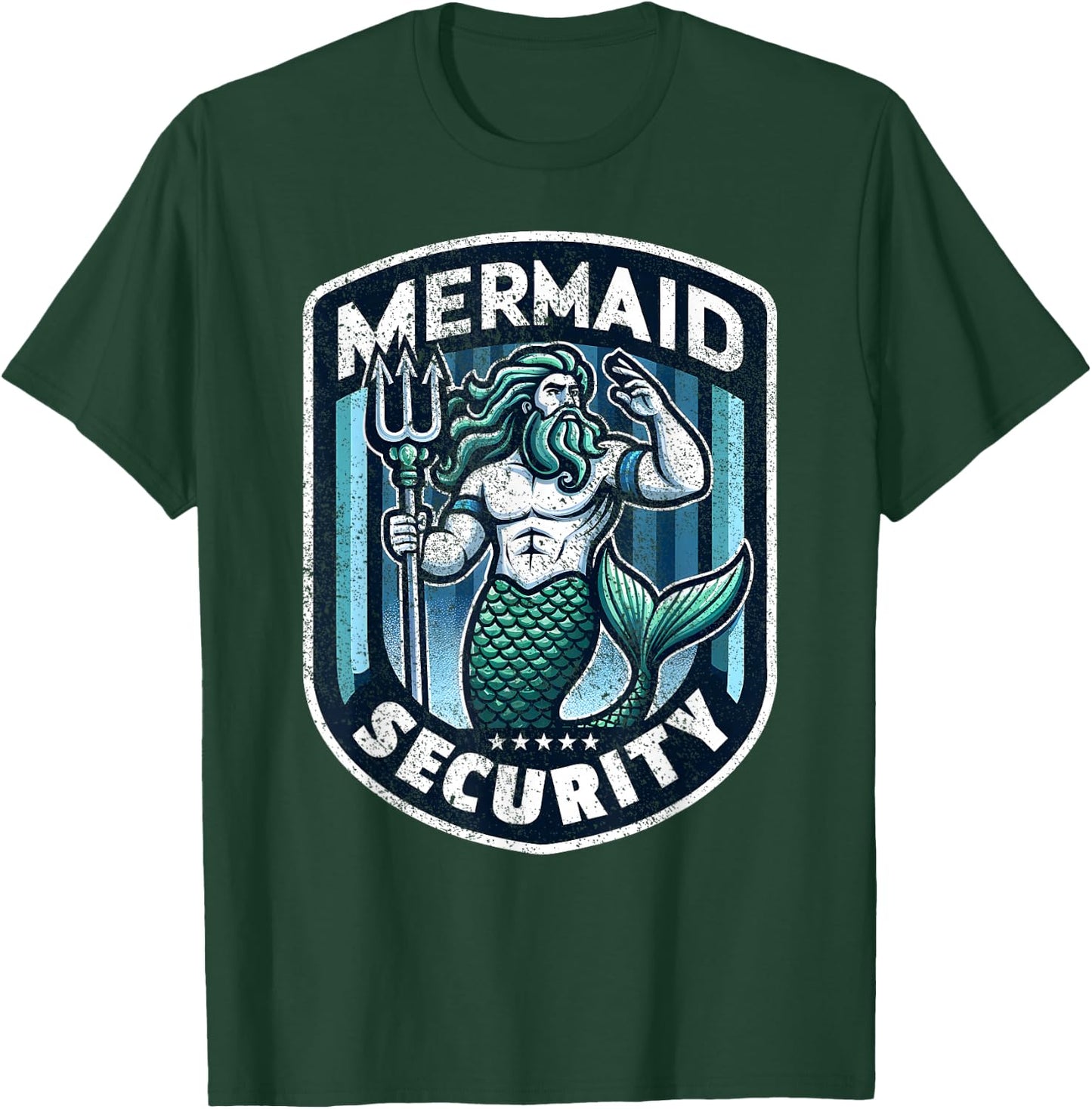 Mermaid Security Father Swimming Parent Swimmer Dad Swim T-Shirt - T-Shirt | Forest