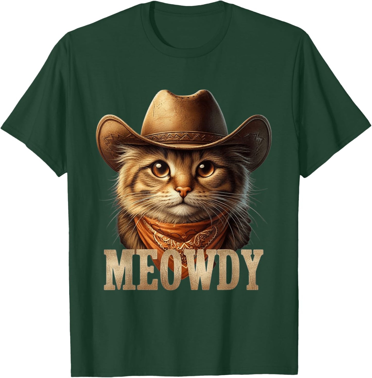 Meowdy Cat Funny Texas Cat Vintage Country Music Cat Cowboy T-Shirt - T-Shirt | Forest