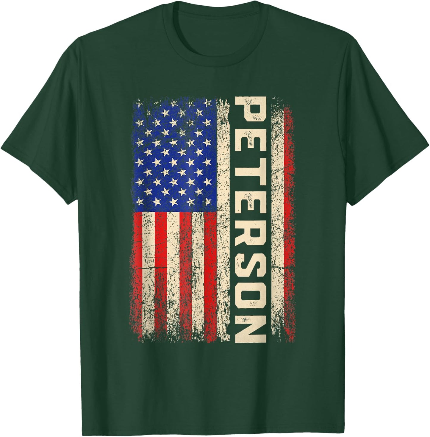 Peterson Last Name Shirt Peterson Name American Flag Women Kids Men T-Shirt - T-Shirt | Forest