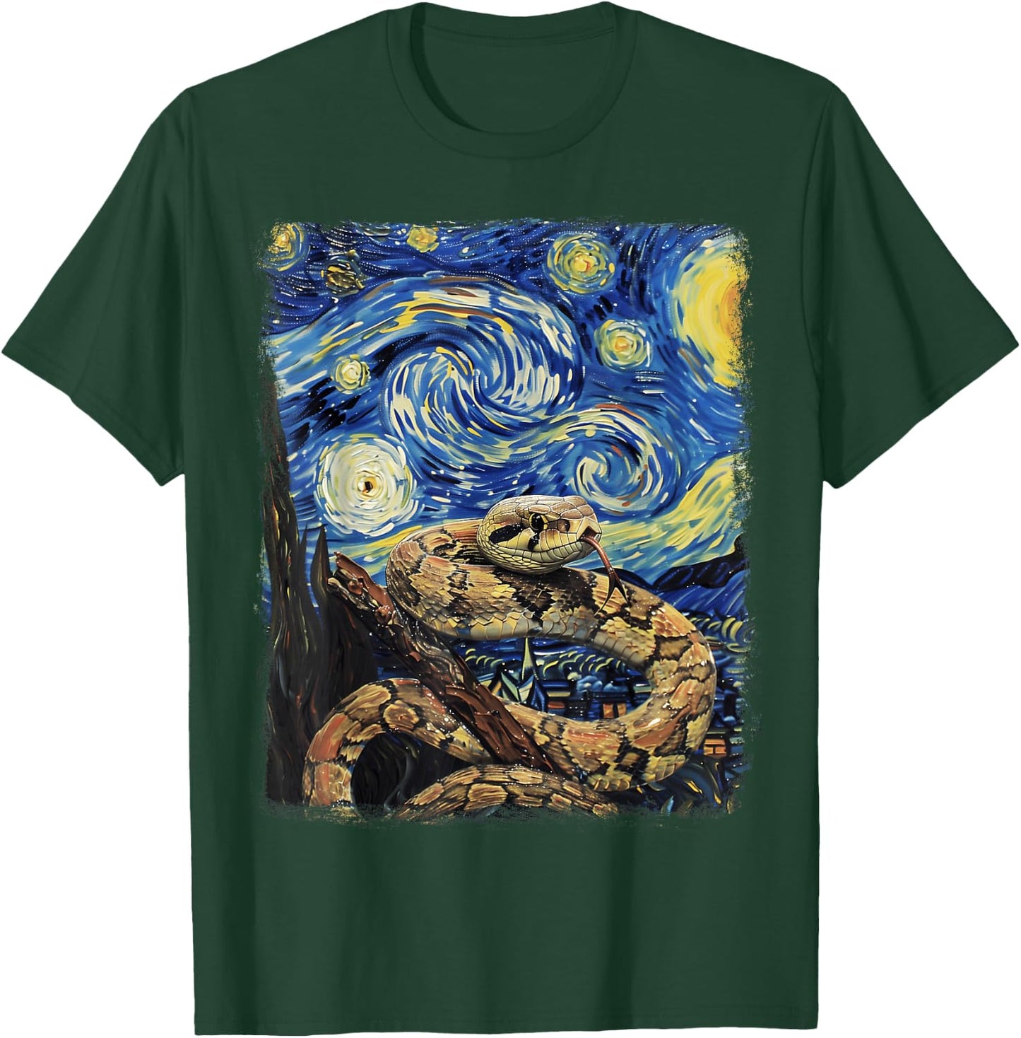 Snake Snakes Starry Night Painting T-Shirt - T-Shirt | Forest